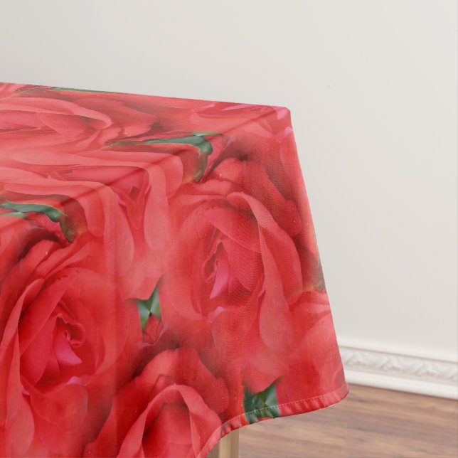 Nappe Fleur de rose rouge Abstrait Motif de la nature (In Situ)