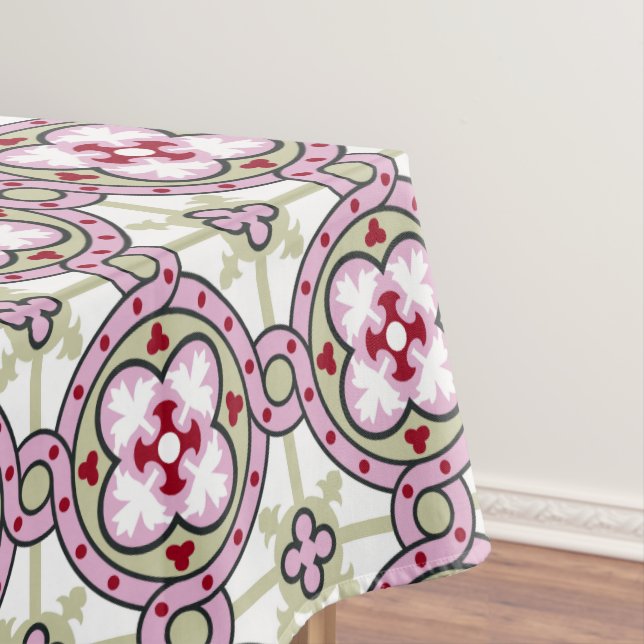 Nappe Fleur de tuile de Barcelone avec les rubans roses (In Situ)