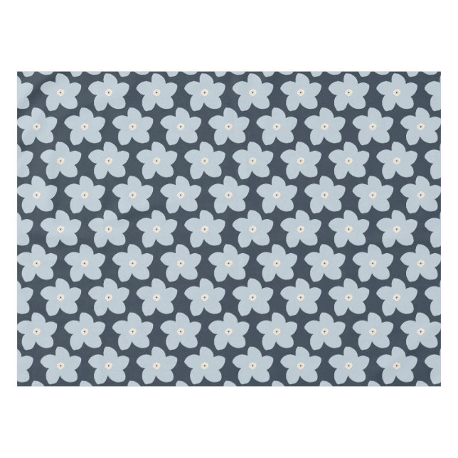 Nappe Fleur Rétro Bleu Clair Et Navy (Devant (Horizontal))