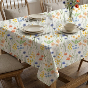 Nappe Fleur sauvage aquarelle jaune bleu orange