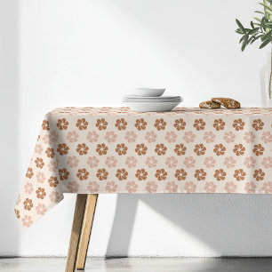 Nappe Fleurie Groovy Années 70 Teinte Sauge & Cuiv
