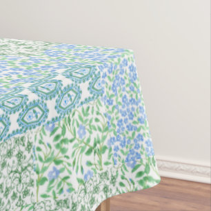 Nappe Fleurs à perches bleues Vintage Motif de patchs Fa