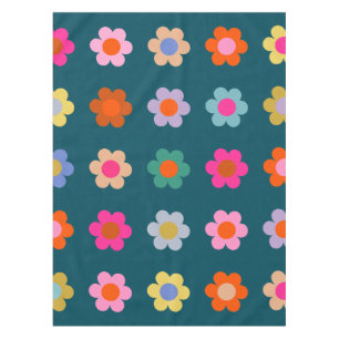 Nappe Fleurs Abstraites colorées Marine Bleu Retro Flora