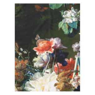 NAPPE FLEURS BLANCHES D'ANÉMONES ROUGE-ROSE, PAPILLON