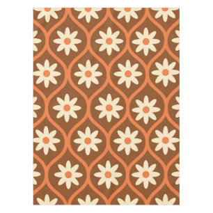 Nappe Fleurs blanches rétro sur oignon Vintage Brown