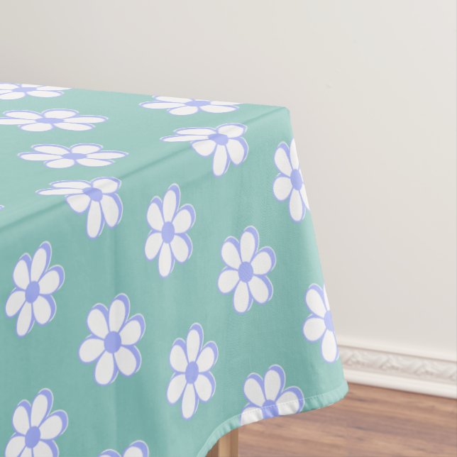 Nappe Fleurs bleues et blanches du ciel sur Turquoise cl (In Situ)