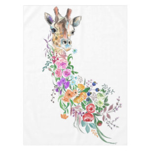 Nappe Fleurs colorées Bouquet Giraffe - Dessin Moderne 