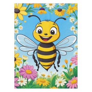 Nappe Fleurs colorées d'abeille de dessin