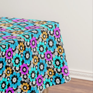 Nappe Fleurs colorées marguerites Bleu Turquoise Violet 