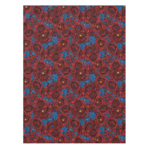 Nappe Fleurs de chrysanthème rouge et coléoptères orange