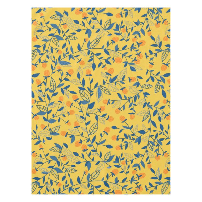 Nappe Fleurs de gribouillis en bleu et jaune (Devant)