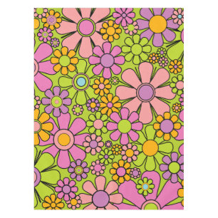 Nappe Fleurs de jardin rétro Colorful 60s motif floral