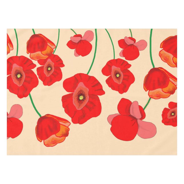 Nappe Fleurs de pavot rouge (Devant (Horizontal))