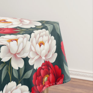 Nappe Fleurs de pivoine rouges et blanches