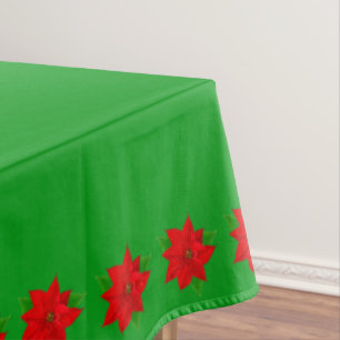 Nappe Fleurs de Poinsettia sur vert