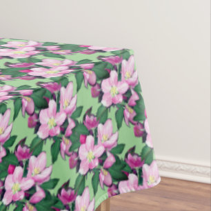 Nappe Fleurs de pommier sur fond vert clair