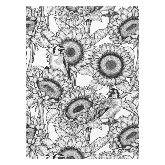 Nappe Fleurs de soleil et ailerons en noir et blanc (Devant)