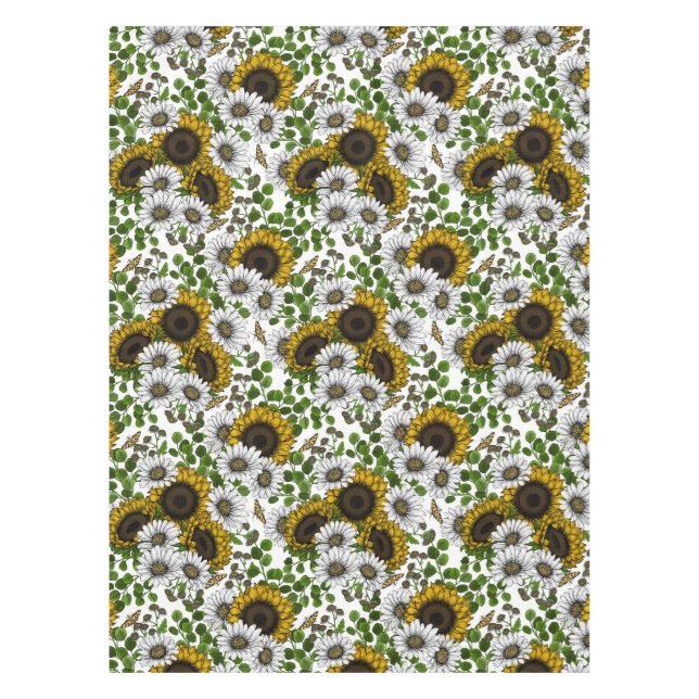 Nappe Fleurs de soleil et marguerites, jardin d'été 3 (Devant)