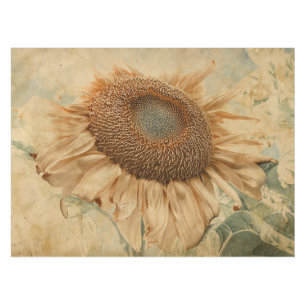 Nappe Fleurs de soleil géantes Jaune Vieux Art Vintage