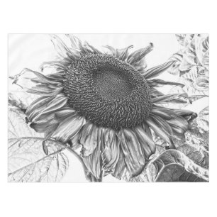 Nappe Fleurs de soleil géantes Vintage Art noir et blanc