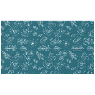 Nappe Fleurs élégantes feuillage motif turquoise foncé