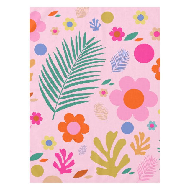 Nappe Fleurs Et Feuilles 02 Rose Floral (Devant)