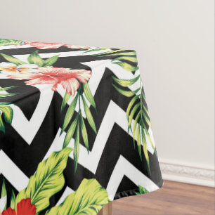 Nappe Fleurs hawaïennes tropicales Chevron Arrière - pla