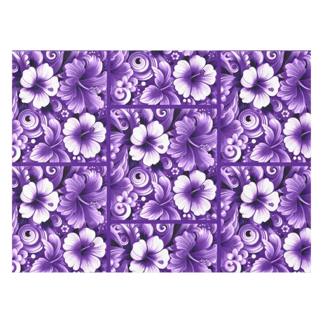 Nappe Fleurs hawaïennes tropicales Hibiscus Motif violet (Devant (Horizontal))
