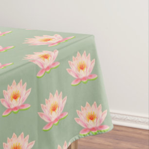 Nappe Fleurs Lys d'eau rose sur Laurel Green
