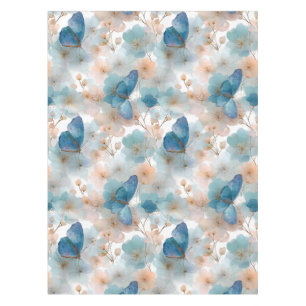 Nappe Fleurs printanières vintage & Papillon bleu