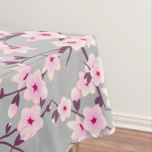 Nappe Fleurs rose et gris de cerisier en fleurs