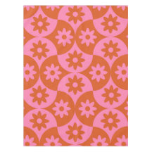 Fleurs roses et orange sur coquille milieu de sièc
