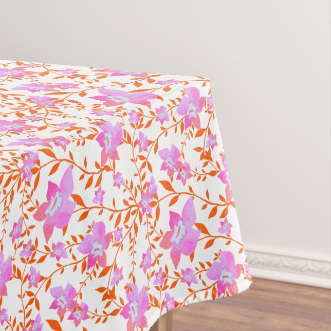 Nappe Fleurs roses et oranges d'aquarelle (In Situ)