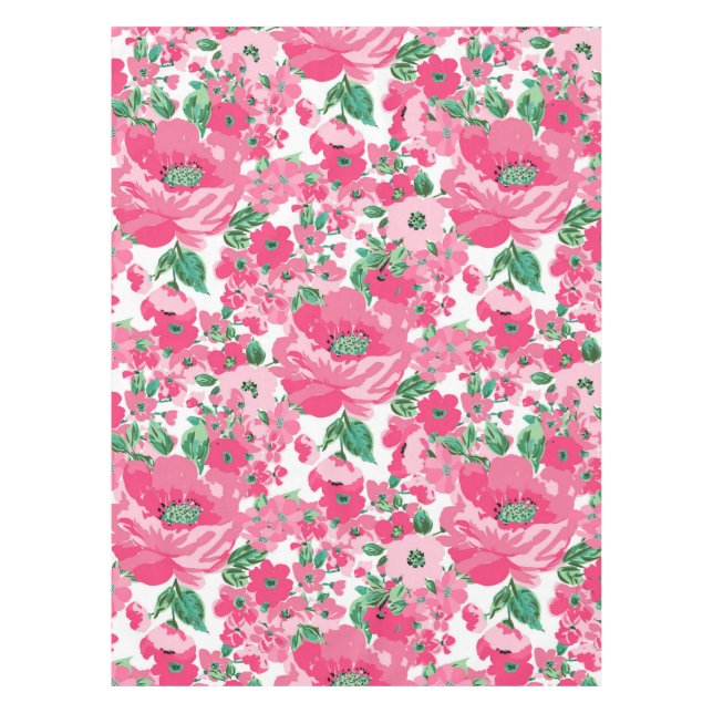 Nappe Fleurs roses peintes à la main mignonne Design bla (Devant)