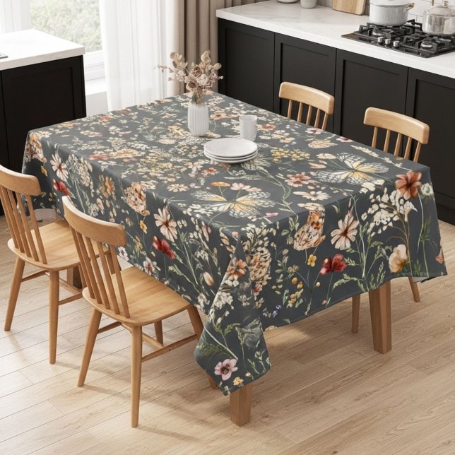 Nappe Fleurs sauvages boho gris charbon (Créateur téléchargé)