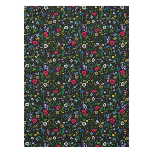 Nappe Fleurs sauvages en noir (Devant)