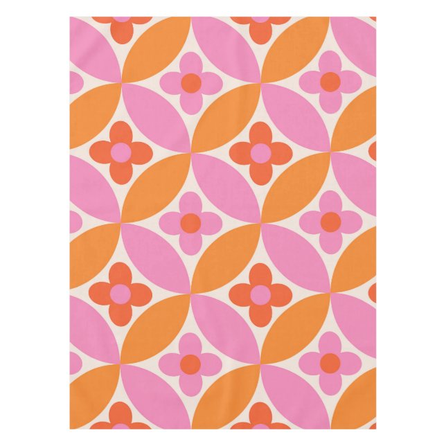 Nappe Fleurs sur les cercles rose orange du milieu du si (Devant)