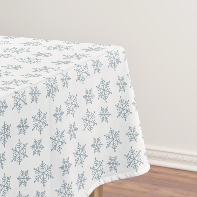 Nappe Flocon de neige bleu clair Motif sur blanc (In Situ)