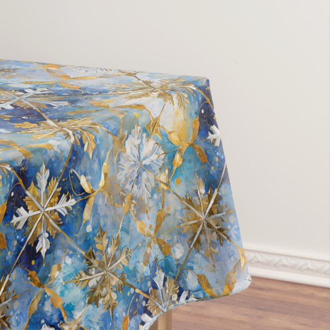 Nappe Flocons de Noël Or Bleu Blanc (In Situ)