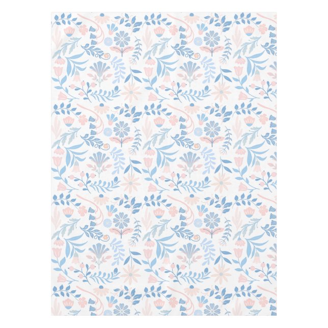 Nappe Floral design boho block print blue pink girly (Devant)