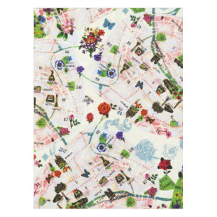 Nappe Floral Papillon Vintage Paris Street Aquarelle