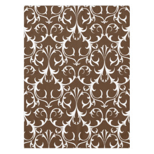 Nappe Flore Brown foncée et blanche de Damas classique 