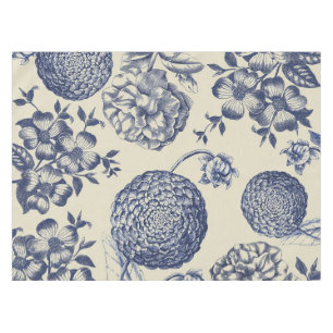 Nappe Flore d'impression florale de fleurs bleues antiqu