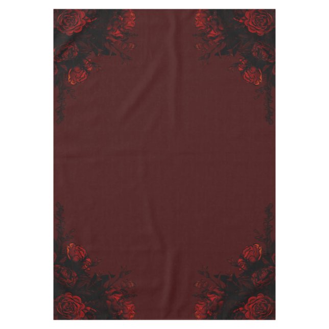 Nappe Flore rouge profond Élégant Mariage gothique (Devant)