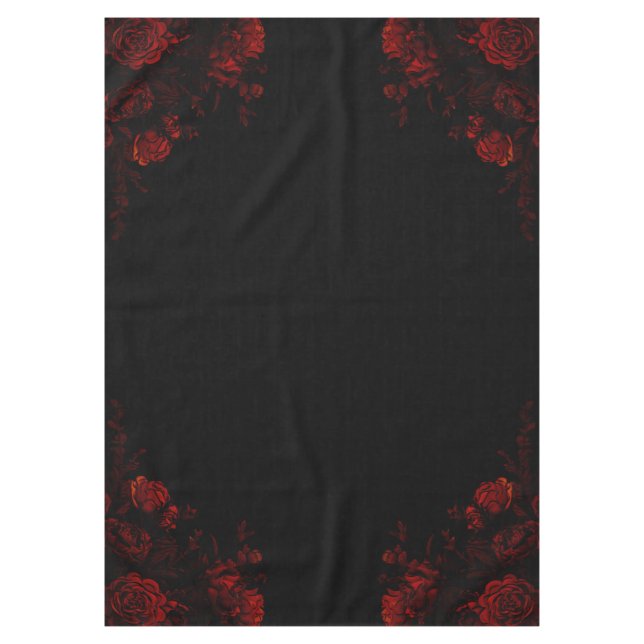 Nappe Flore rouge profond Élégant Mariage gothique (Devant)