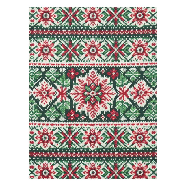 Nappe Foire de Noël/hiver île rouge et verte (Devant)