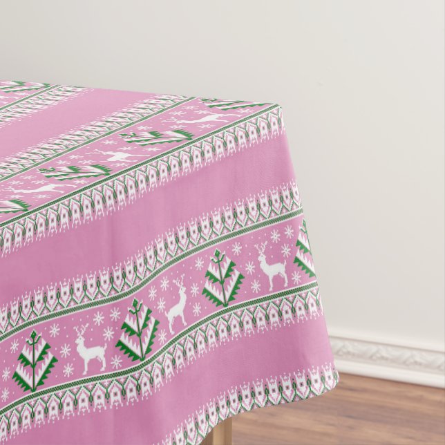 Nappe Foire d'hiver rose et blanc de Noël Isle (In Situ)