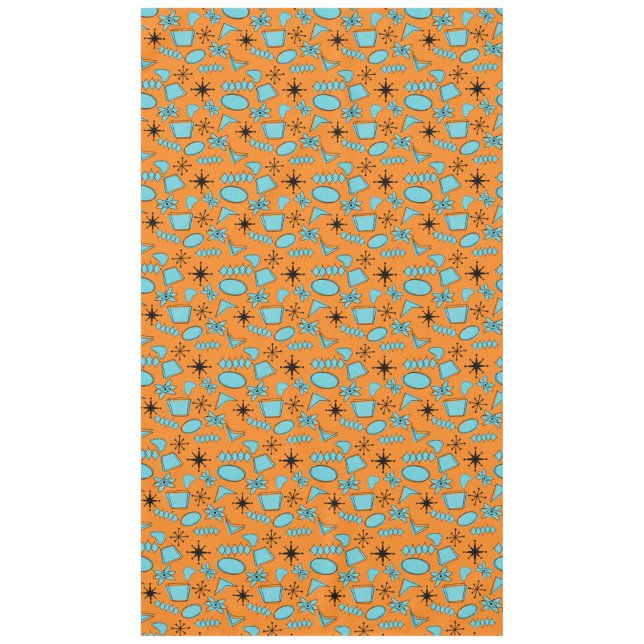 Nappe Formes atomiques MCM Turquoise sur orange (Devant)