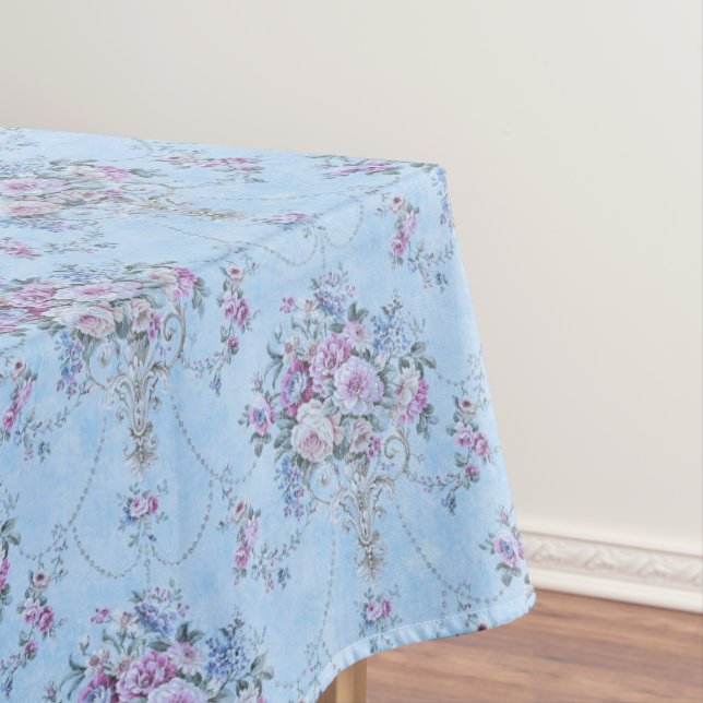 Nappe Français Européen Bleu Blanc Victorien Style Flora (In Situ)