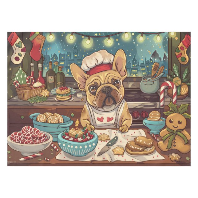 Nappe French Bulldog Holiday Baking : Noël festif (Devant (Horizontal))